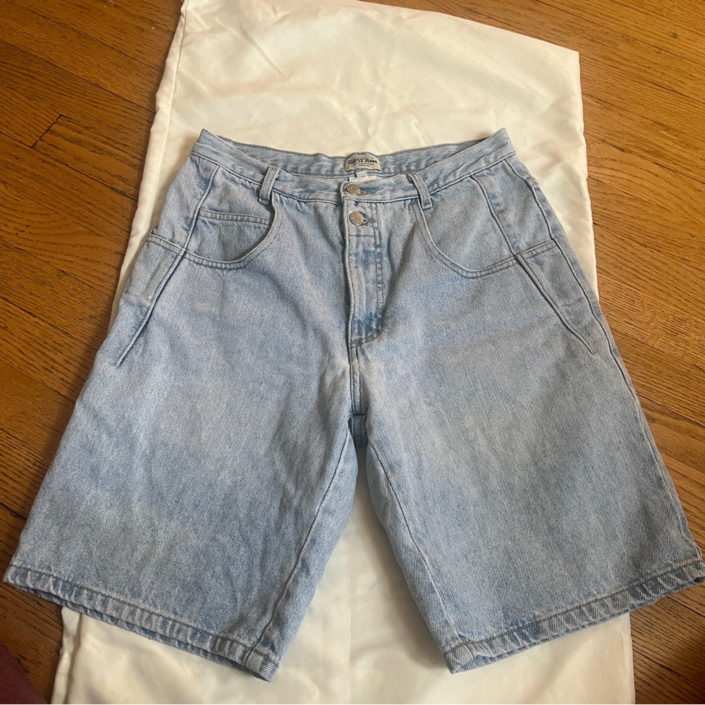 Guess Light Blue Vintage Denim Shorts size 31 triangle patch